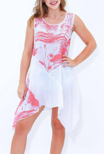 Asymmetrical Beach Cover Up Dress | Lightweight Asymmetrical printed beach dress