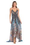 Blue Leopard Designer 3-Way Maxi Dress with Halter Neck - Hot Boho Resort & Swimwear
