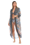 Blue Leopard Kimono Cover Up - Hot Boho Resort & Swimwear