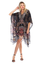 Caftan Light weight Lounger Dress | Laid Back Printed Boho Kaftan Dress Coastal Resort Style Bathing Suit Bikini Swimsuit Cover Up - Hot Boho Resort & Swimwear