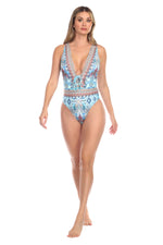 Egyptian Queen Plunging V-Neck One-Piece Swimsuit