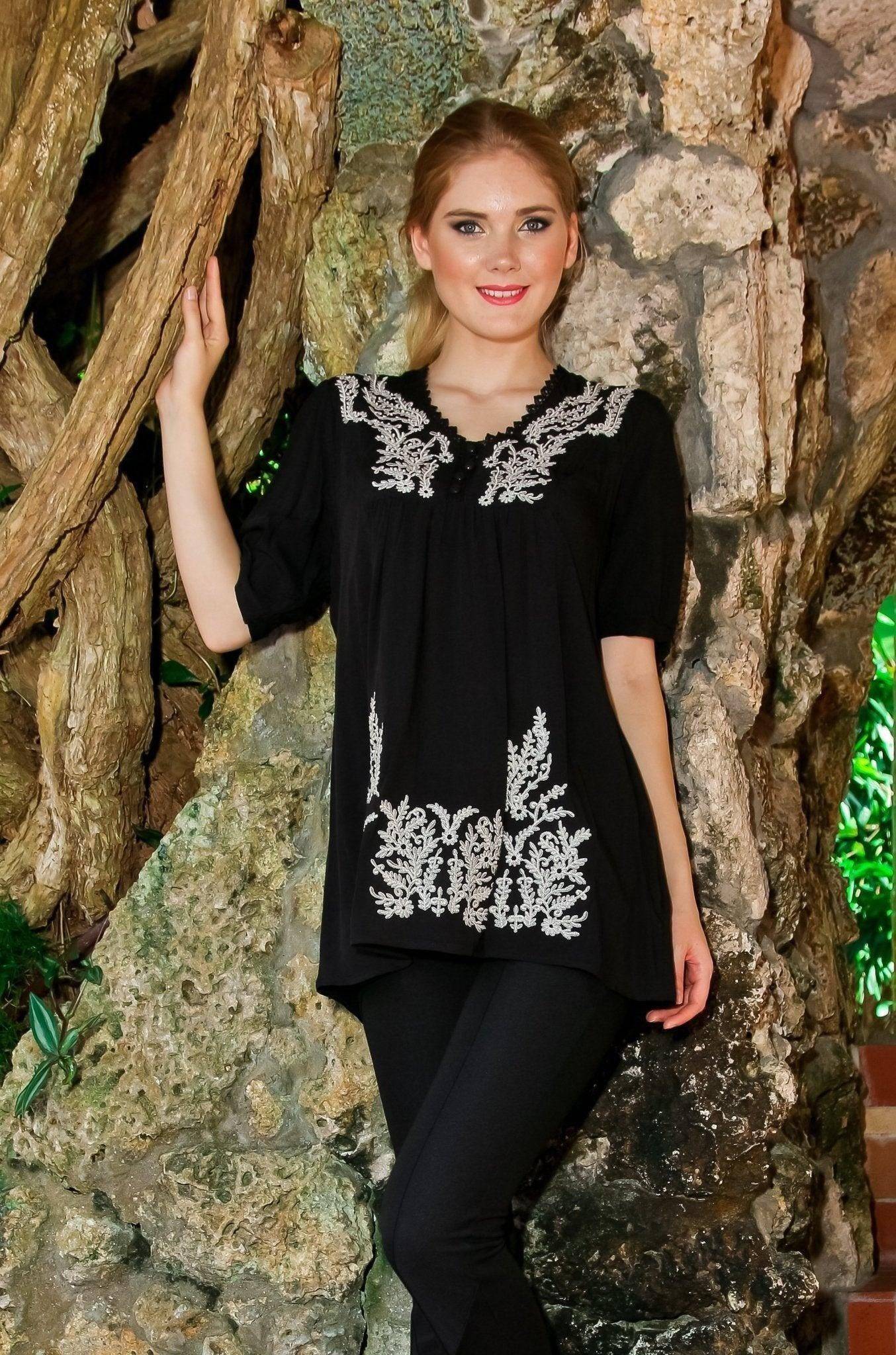 Embroidered Beach Cover Up Tunic: Women's Summer Fashion Clothing