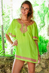 Embroidered Short Sleeve Beach Tunic: Women's Summer Fashion Clothing - Hot Boho Resort & Swimwear