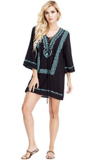 Embroidered Tunic Dress For Beach Cover Ups | Fashion Summer Wear by Goga's