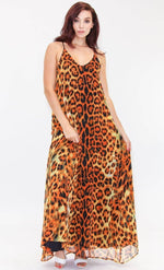 La Moda Women's Animal Print Maxi Summer Lounge Dress For Beachwear | Racer Back Dresses - Hot Boho Resort & Swimwear