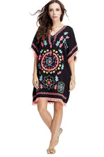 La Moda Women's Beach Kaftan Dress with Embroidery | Kaftan Cover up Lounge Wear