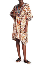 La Moda Women's Leopard Print Gorgeous Caftan Cover-up