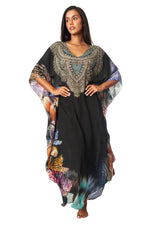 Lightweight Maxi Caftan Dress/Cover Up with Jewels