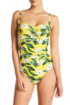 One piece swimsuit , full bottom coverage Swimsuit in Tropical Prints - Hot Boho Resort & Swimwear