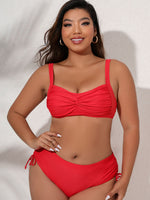 Plus Size Twist Front Tied Bikini Set - Hot Boho Resort & Swimwear