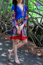 Resort Wear Knit Tunics - Printed Comfy Summer Tunics for Women - Hot Boho Resort & Swimwear