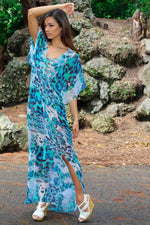 Royal Jungle Printed Long Kaftan-Style Robe And Beachwear Cover Up