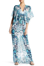Summer Vacation Printed Sheer Long Kaftan-Style Robe And Beachwear Cover Up - Hot Boho Resort & Swimwear
