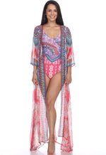 Women's Beach Cover up Swimsuit Kimono Cardigan with Bohemian Print - Hot Boho Resort & Swimwear