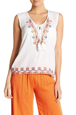 Women's Bohemian Embroidered White Top with Tassels | Summer Tops