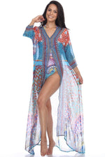 Women's Flowy Kimono Cardigan Open Front Maxi Dress Cover Up