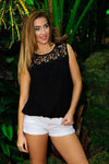 Women's Sleeveless Embroidered Lounge Top with Tassels |  Lace Up Top - Hot Boho Resort & Swimwear