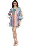 Women's Striped Beach Tunic Cover Up | Lace - Up Tunic Coverup - Hot Boho Resort & Swimwear