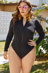 Zip Up Long Sleeve One-Piece Swimsuit - Hot Boho Resort & Swimwear